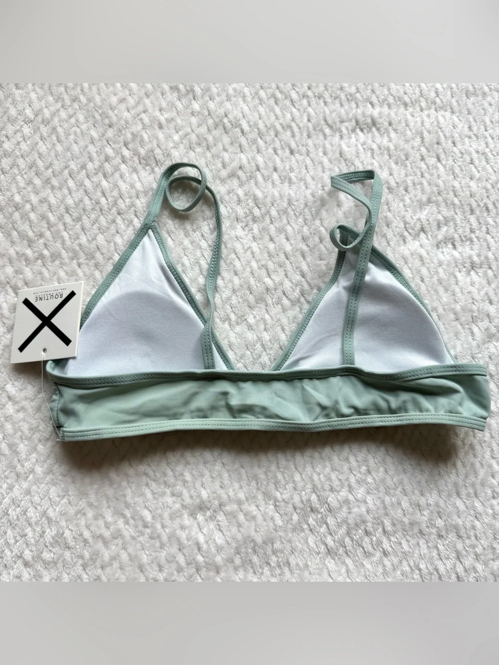 Boutine LA 3 Pc Bikini Set Swimsuit M Blue Mint 2 Tops 1 Bottom Beach Resort NWT